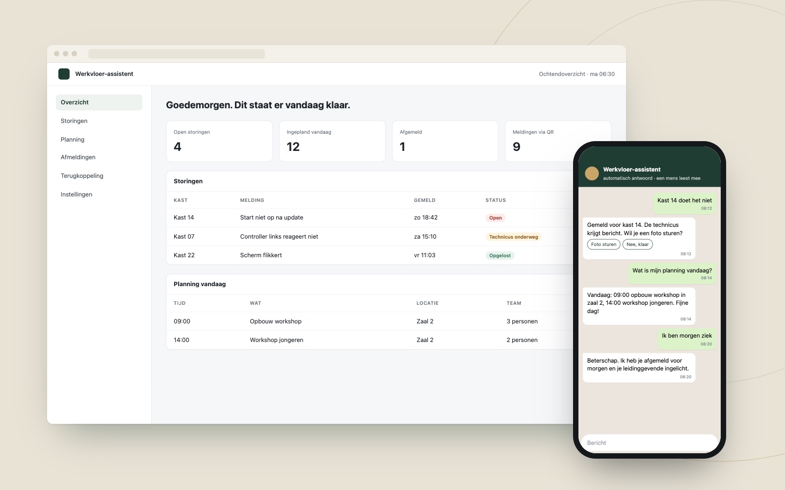 WhatsApp-assistent voor de werkvloer op desktop en telefoon